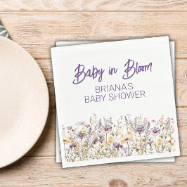Lila Wildblommor Gender Neutral Baby Shower Pappersservett