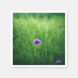 Lila Wildblommor i Grönt Fält Pappersservett