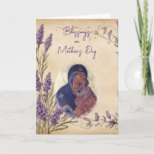 Lila Wildblommor Orthodox Mors dag Kort