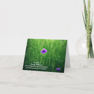 Lila Wildblommor Sympathy Tack Kort