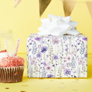 Lila Wildblommor Watercolor Mönster Presentpapper