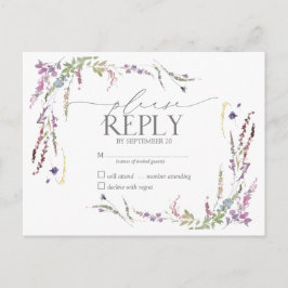 Lila Wildbloms Blommigt Watercolor Bröllop OSA Inbjudan Vykort