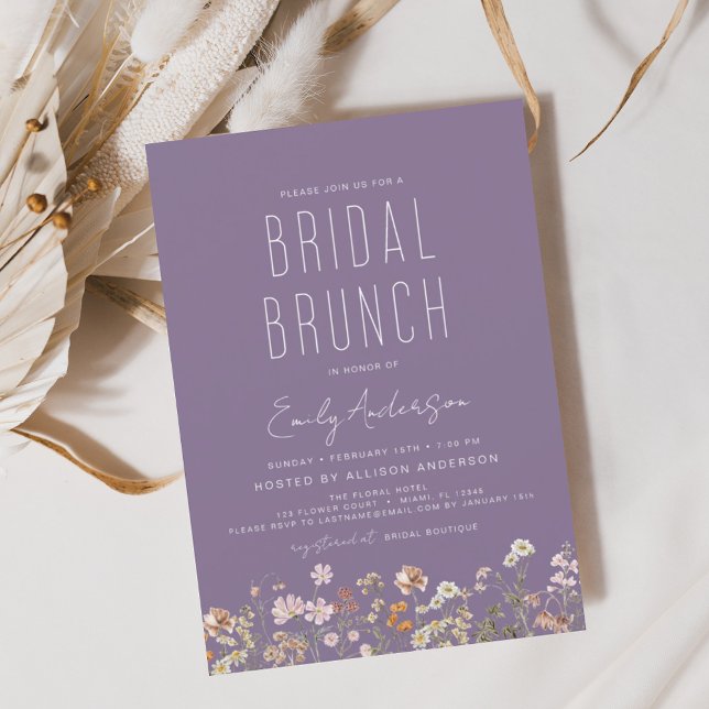 Lila Wildbloms Möhippa Brunch Shower-inbjudan Flygblad (Skapare uppladdad)
