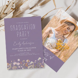 Lila WildblomStudentfest Boho Bloom Inbjudningar