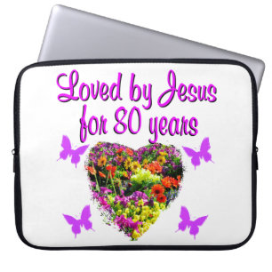 LILA WILDFLOWER LÅST AV JESUS I 80 ÅR LAPTOP FODRAL
