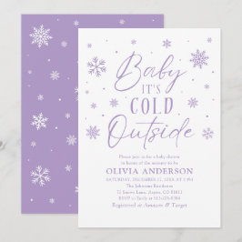 Lila Winter Baby Det är Kall utanför babyskabinka Inbjudningar