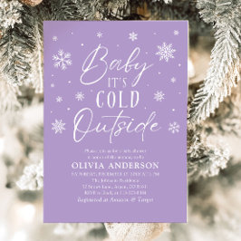 Lila Winter Baby Det är Kall utanför babyskabinka Inbjudningar