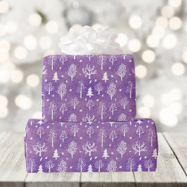 Lila Winter Forest Mönster Presentpapper