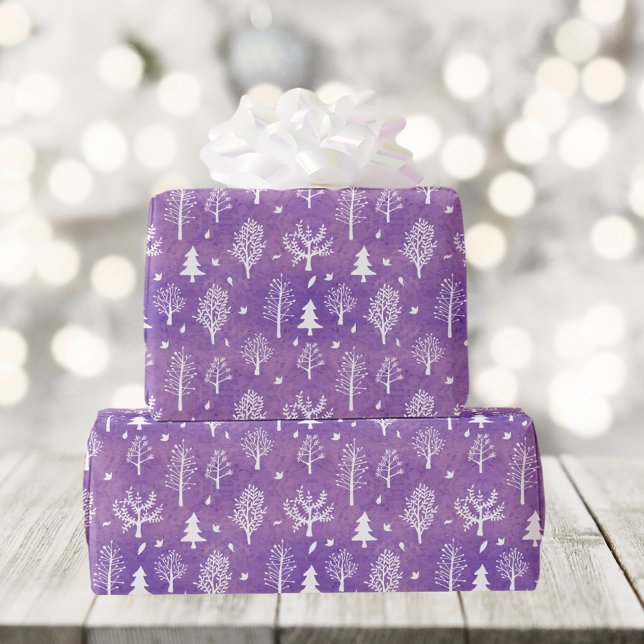 Lila Winter Forest Mönster Presentpapper (Skapare uppladdad)