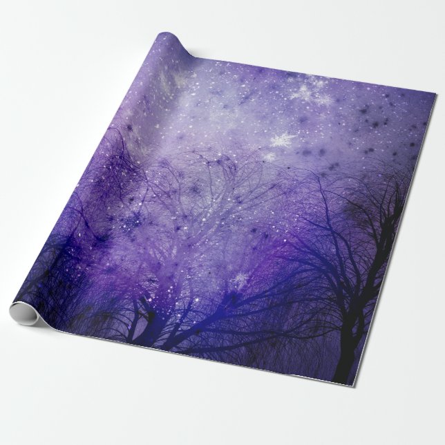 Lila Winter Forest Presentpapper (Utrullad)