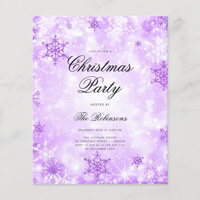 Lila Winter  Helgdag Inbjudan Program & Menu (Framsidan)