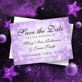 Lila Winter Wonderland Elegant Save Date Meddelande Vykort