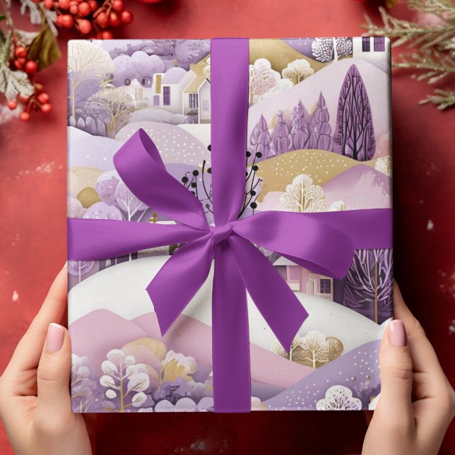Lila Winter Wonderland Presentpapper (Skapare uppladdad)