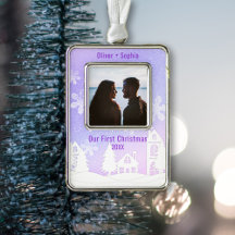 Lila Winter Wonderland Snowy Houses Photo