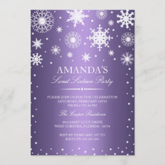 Lila Winter Wonderland Sweet 16 Inbjudan