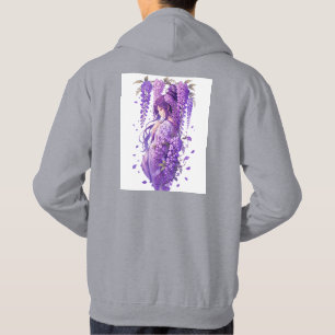 Lila Wisteria Anime Flicka Konst Hoodie