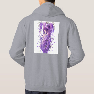 Lila Wisteria Anime Flicka Konst Hoodie