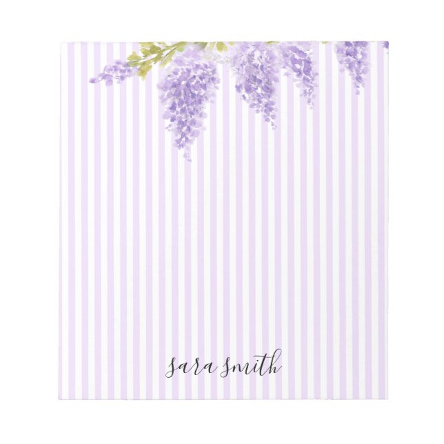 Lila Wisteria Blomma Anpassad Bröllopsremsa Anteckningsblock (Framsida)
