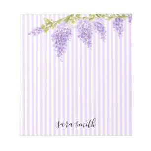 Lila Wisteria Blomma Anpassat Namn Rand Anteckningsblock