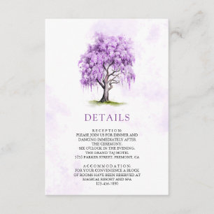 Lila Wisteria Blommig Träd Bröllopsdetaljer Tilläggskort