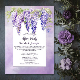 Lila Wisteria Blommigt Bröllop efter Party Inbjudningar