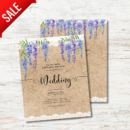 Lila Wisteria Blommigt Bröllop Rustic Kraft Snöre