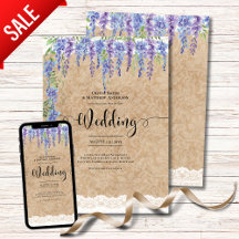 Lila Wisteria Blommigt Bröllop Rustic Snöre utseen