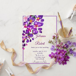 Lila Wisteria budget bröllopsinbjudan Inbjudningar
