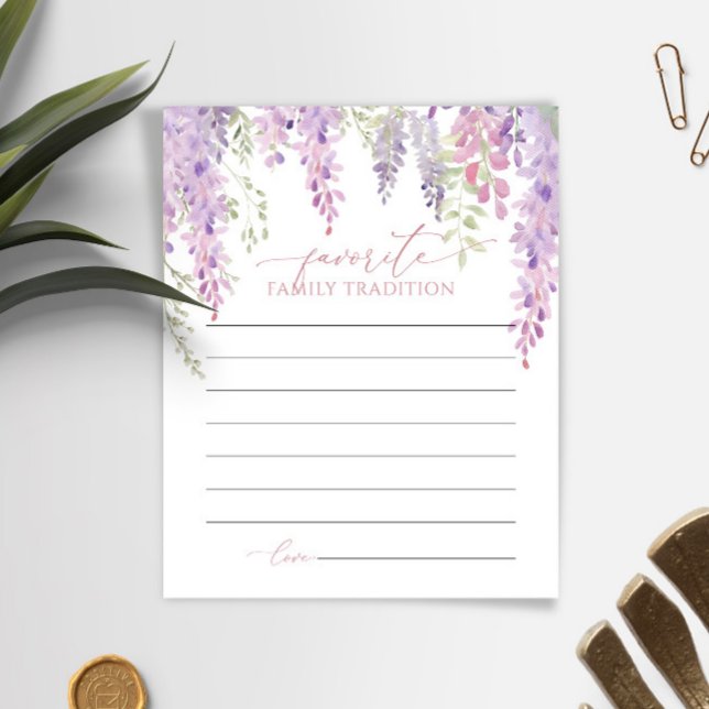 Lila Wisteria Family Traditions Baby Shower Card (Skapare uppladdad)