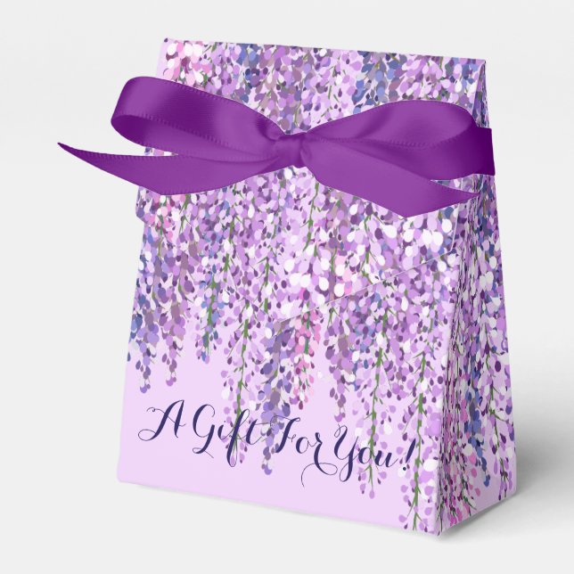 Lila Wisteria Favor Box | En gåva åt dig! Presentaskar (Framsidan Sidan)