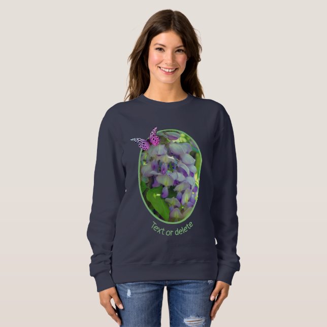 Lila Wisteria Flower Butterfly Personlig T Shirt (Hel framsida)