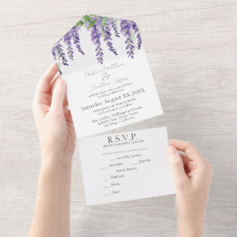 Lila Wisteria Flowers on White Elegant