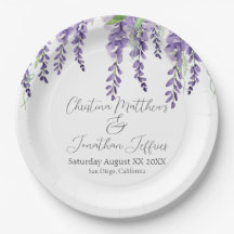 Lila Wisteria Flowers on White Elegant