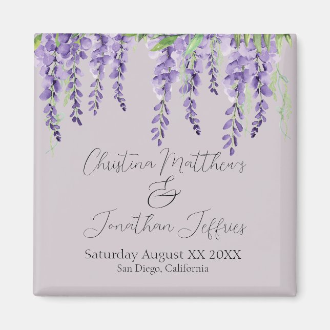 Lila Wisteria Flowers på Elegant Lavender Magnet (Framsidan)