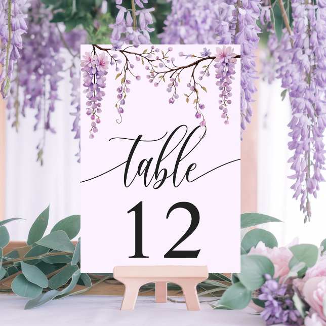 Lila Wisteria Gren Watercolor Bröllop Bordsnummer (Skapare uppladdad)
