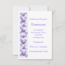 Lila Wisteria Heart Design Bridesmaid-begäran