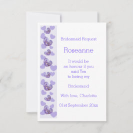 Lila Wisteria Heart Design Bridesmaid-begäran Inbjudningar