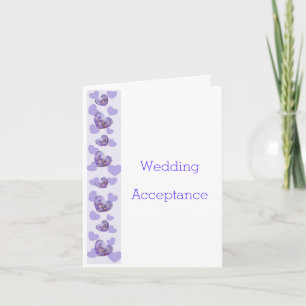 Lila Wisteria Heart Design Bröllop Acceptans Tack Kort