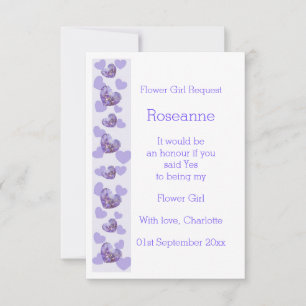 Lila Wisteria Heart Design Flower Girl Request Inbjudningar