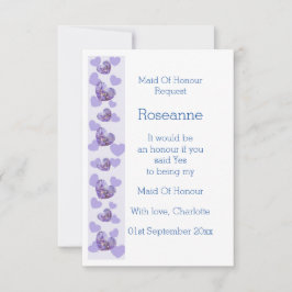 Lila Wisteria Heart Maid of honor-begäran Inbjudningar