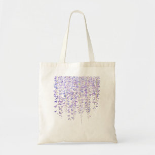 lila wisteria i blomman vattenfärg 2021 tygkasse