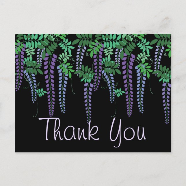 Lila Wisteria Japansk Blommig Kimono Vykort (Framsida)