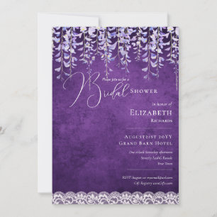 Lila Wisteria Möhippa Print eller Digital Inv Inbjudningar