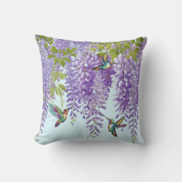 Lila Wisteria och Hummingbird Kudde