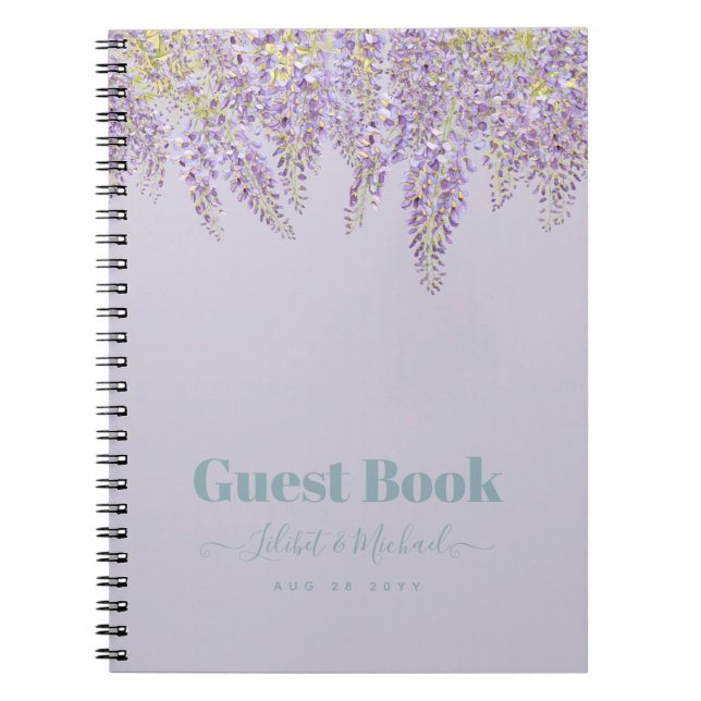 Lila Wisteria Sage Blommigt Garden Wedding Anteckningsbok (Framsidan)