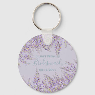 Lila Wisteria Sage Blommigt Garden Wedding Nyckelring