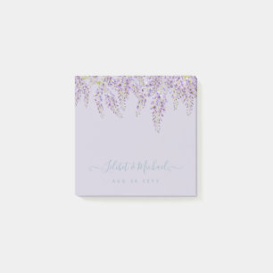 Lila Wisteria Sage Blommigt Garden Wedding Post-it Block