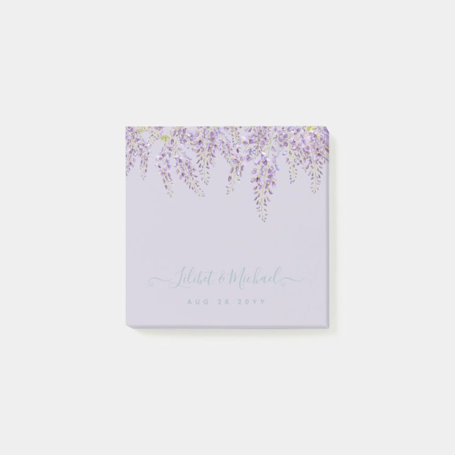 Lila Wisteria Sage Blommigt Garden Wedding Post-it Block (Framsida)