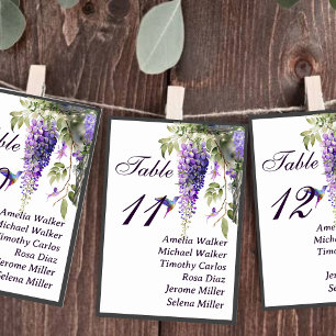 Lila Wisteria Thned Bröllop Bord-platskort Bordsnummer