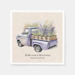 Lila Wisteria Vintage Lastbil Bröllop Pappersservett